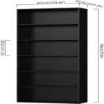 Wooden Tall Storage Shelf Unit with 4 Open Shelves-Black, Ideal for Book and Décor Organization, Perfect for Living Rooms, Offices, and Small Spaces-Modern Space-Saving Design-180 cm