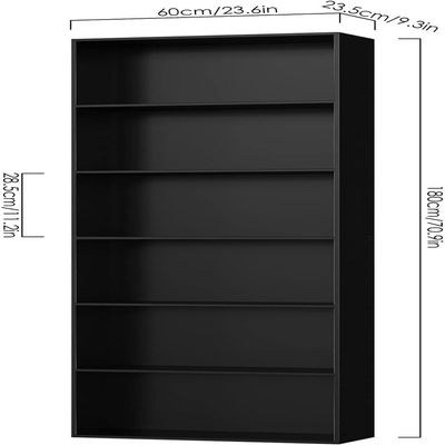 Wooden Tall Storage Shelf Unit with 4 Open Shelves-Black, Ideal for Book and Décor Organization, Perfect for Living Rooms, Offices, and Small Spaces-Modern Space-Saving Design-180 cm - Image 4