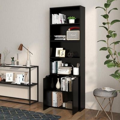 Modern Black bookcase with 6 shelves for storage and display perfect for offices and homes - Image 3