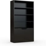 Modern Black bookcase with 6 shelves for storage and display perfect for offices and homes