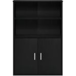 Furinno Pasir Storage Cabinet with 2 Open Shelves and 2 Doors, Black Oak