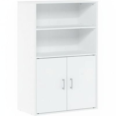Furinno Pasir Storage Cabinet with 2 Open Shelves and 2 Doors, White - Image 4