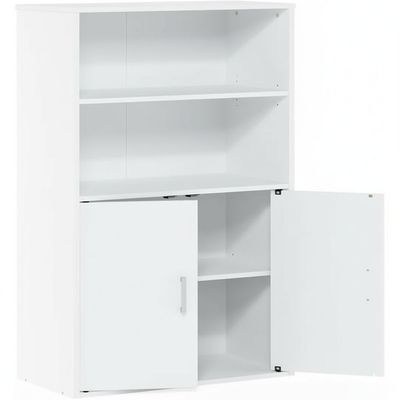 Furinno Pasir Storage Cabinet with 2 Open Shelves and 2 Doors, White - Image 5