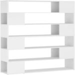 puraday Bookcase/Divider White 100 x 24 x 188 cm Wall Bookcase Wall Shelf Wooden Bookcase Modern Bookcase Room Divider Elegant and Classic Design
