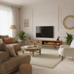 Tribe Wooden Fire Tv Unit Walnut 200cm