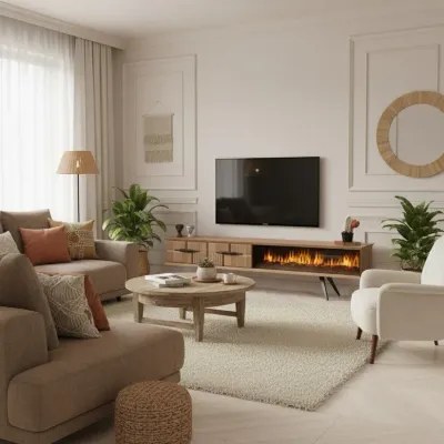 Tribe Wooden Fire Tv Unit Walnut 200cm - Image 3