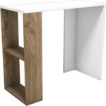 Compact Study and Work Desk with Storage Shelves-Sleek and Functional Design White