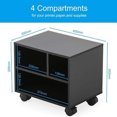 Printer Stands with 3 Storage Compartments Desktop Paper Organizer-Suitable for office and home-White - Image 5