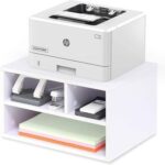 Printer Stands with 3 Storage Compartments Desktop Paper Organizer-Suitable for office and home-White