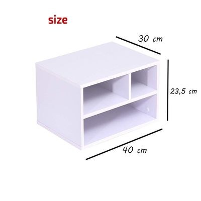 Printer Stands with 3 Storage Compartments Desktop Paper Organizer-Suitable for office and home-White - Image 4