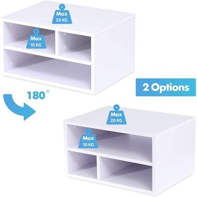 Printer Stands with 3 Storage Compartments Desktop Paper Organizer-Suitable for office and home-White - Image 5
