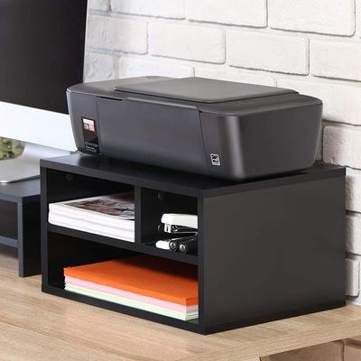 Printer Stands with 3 Storage Compartments Desktop Paper Organizer-Suitable for office and home-White - Image 3
