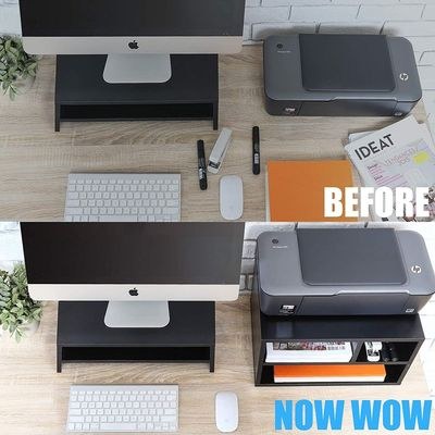 Printer Stands with 3 Storage Compartments Desktop Paper Organizer-Suitable for office and home-White - Image 4