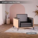 Stylish Single Seat Coco Bolo Wooden Sofa with Comfortable PU Cushion, Durable and Space Saving Design, Ideal for Home, Office, Living Room and Lounge Area - Black
