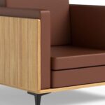 Stylish Single Seat Coco Bolo Wooden Sofa with Comfortable PU Cushion, Durable and Space Saving Design, Ideal for Home, Office, Living Room and Lounge Area - Brown