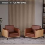 Stylish Single Seat Coco Bolo Wooden Sofa with Comfortable PU Cushion, Durable and Space Saving Design, Ideal for Home, Office, Living Room and Lounge Area - Brown