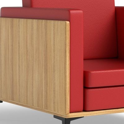 Stylish Single Seat Coco Bolo Wooden Sofa with Comfortable PU Cushion, Durable and Space Saving Design, Ideal for Home, Office, Living Room and Lounge Area - Red - Image 3