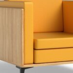 Stylish Single Seat Coco Bolo Wooden Sofa with Comfortable PU Cushion, Durable and Space Saving Design, Ideal for Home, Office, Living Room and Lounge Area - Yellow