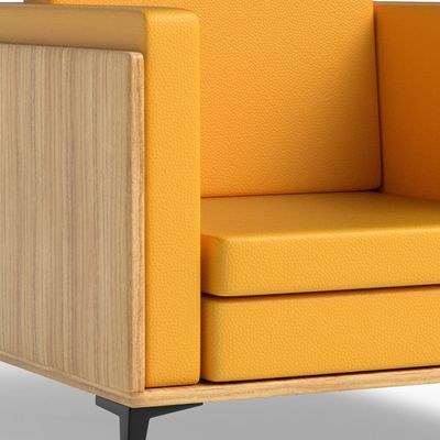 Stylish Single Seat Coco Bolo Wooden Sofa with Comfortable PU Cushion, Durable and Space Saving Design, Ideal for Home, Office, Living Room and Lounge Area - Yellow - Image 3