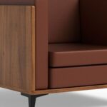 Stylish Single Seat Natural Dijon Walnut Wooden Sofa with Comfortable PU Cushion, Durable and Space Saving Design, Ideal for Home, Office, Living Room and Lounge Area - Brown