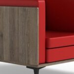 Stylish Single Seat Truffle Davos Oak Wooden Sofa with Comfortable PU Cushion, Durable and Space Saving Design, Ideal for Home, Office, Living Room and Lounge Area - Red