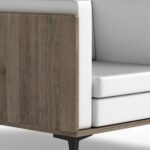 Stylish Single Seat Truffle Davos Oak Wooden Sofa with Comfortable PU Cushion, Durable and Space Saving Design, Ideal for Home, Office, Living Room and Lounge Area - White