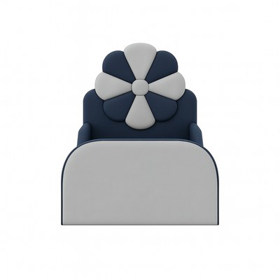 Blue & Grey Kids Flower Bed Modern Bed with Safety Sides In Soft Fabric - Image 4