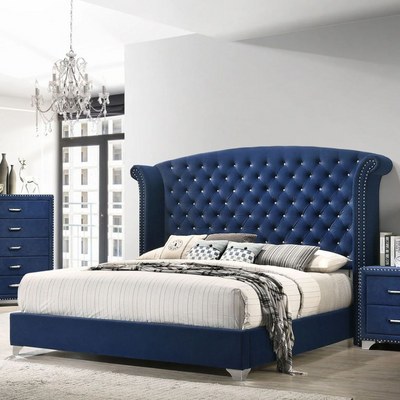 Sonvora Elegant Modern Button Tufted Bed for Luxury Bedroom with Silver Metal Legs In Soft Fabric Queen - Image 2