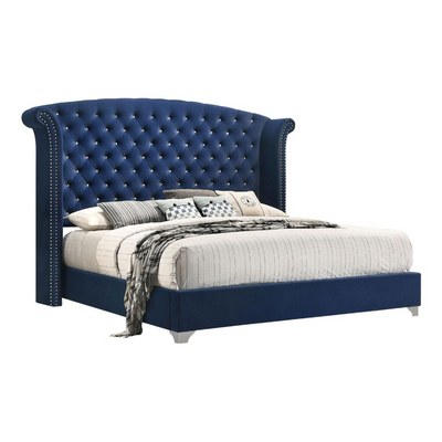 Sonvora Elegant Modern Button Tufted Bed for Luxury Bedroom with Silver Metal Legs In Soft Fabric King - Image 5