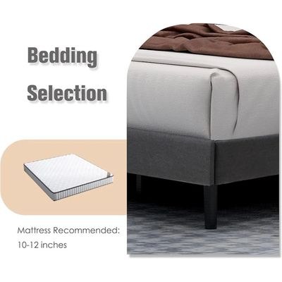 Modern Rectangular Velvet Upholstery Bed with Soft Wingback Headboard Dark Grey (Queen) - Image 4