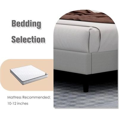 Modern Rectangular Velvet Upholstery Bed with Soft Wingback Headboard Light Grey (King) - Image 4
