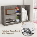Mahmayi Modern Office Bookcase, Open Design for Easy Access, Stylish and Functional Storage Solution Bookshelf for Home and Office, Perfect for Organizing Books Decor - Light Concrete