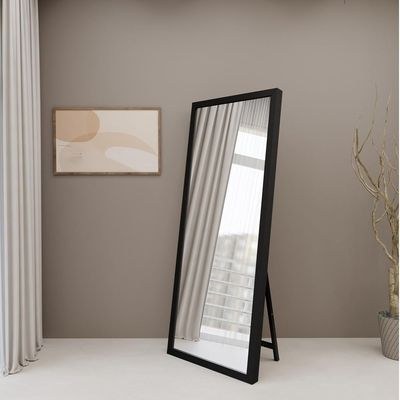 Full Length Mirror 143x43cm – Large Black Floor Mirror, Standing or Wall-Mounted Dressing Mirror, Leaning Bedroom Mirror for Full Body Outfit & Makeup