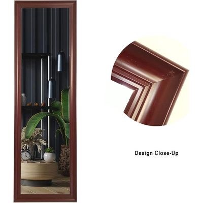 Mirror Full Length Stand 143.5cm x 43.5cm Standing Hanging or Leaning Against Wall, Home Decor, Large Rectangle Bedroom Mirror Floor Mirror Dressing Mirror Wall-Mounted Mirror, PVC Frame - Maroon - Image 4