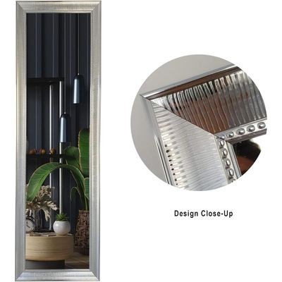 Mirror Full Length Stand 148cm x 48cm Standing Hanging or Leaning Against Wall, Home Decor, Large Rectangle Bedroom Mirror Floor Mirror Dressing Mirror Wall-Mounted Mirror, PVC Frame - Silver - Image 3