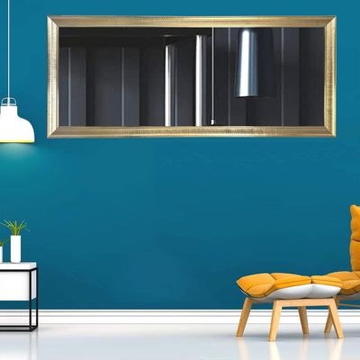 Mirror Full Length Stand 193cm x 83cm Standing Hanging or Leaning Against Wall, Large Rectangle Bedroom Mirror Floor Mirror Dressing Mirror Wall-Mounted Mirror, PVC Frame - Golden - Image 3