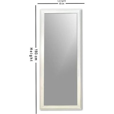Mirror Full Length Stand 193cm x 83cm Standing Hanging or Leaning Against Wall, Large Rectangle Bedroom Mirror Floor Mirror Dressing Mirror Wall-Mounted Mirror, PVC Frame - White - Image 4