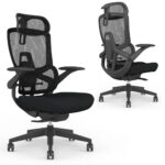Skyland Executive Ergonomic Office Chair – High Back Mesh, Adjustable Headrest & Lumbar Support, 4D Armrests (Black)