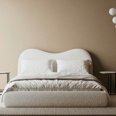 Cnug Soft Boucle Fabric Modern Bed for Living Room, Bedroom (King) - Image 2