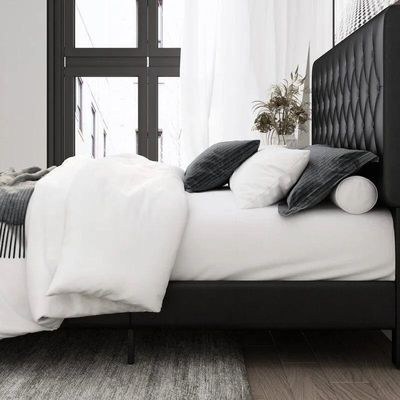 Redo Modernize Button Tufted Upholstered Bed Elegant and Durable Contemporary (Super King) - Image 4