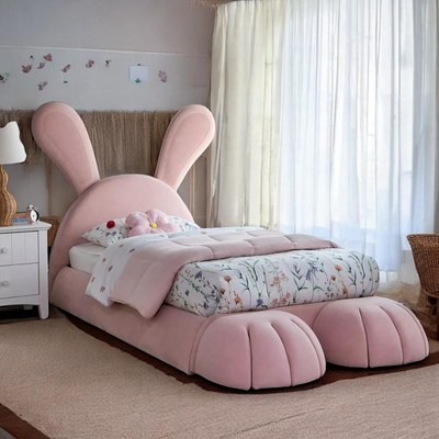 Doze Elegant Rabbit Shaped Bunny Bed for Modern Whimsical Bedroom for Kids & Adults In Soft Fabric (King) - Image 2