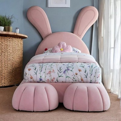 Doze Elegant Rabbit Shaped Bunny Bed for Modern Whimsical Bedroom for Kids & Adults In Soft Fabric (King) - Image 3