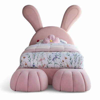 Doze Elegant Rabbit Shaped Bunny Bed for Modern Whimsical Bedroom for Kids & Adults In Soft Fabric (King) - Image 5