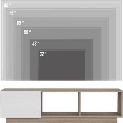 Luxury Beige Tv Stand Console – Marble Accent High Gloss Media Cabinet With Storage - Image 5