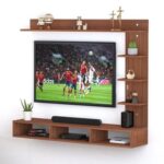 Wood Wall Mount Tv Unit With Side And Top Shelves For Tvs Up To 55 Inches 160Cm Brown