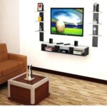 Wall Mounted Tv Unit With Storage Cabinet & Floating Shelf – Black & White Design
