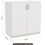 White 2-Door Storage Cabinet – Low Profile Entryway Console with Closed Shelves