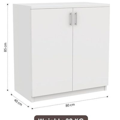 White 2-Door Storage Cabinet – Low Profile Entryway Console with Closed Shelves - Image 5