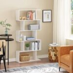Modern 5-Tier S-Shaped Bookcase | White Zigzag Geometric Display & Storage Shelf