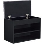 Entryway Shoe Storage Bench with Cushion | Hallway Organizer & Hidden Lift-Top Storage Black 60 cm
